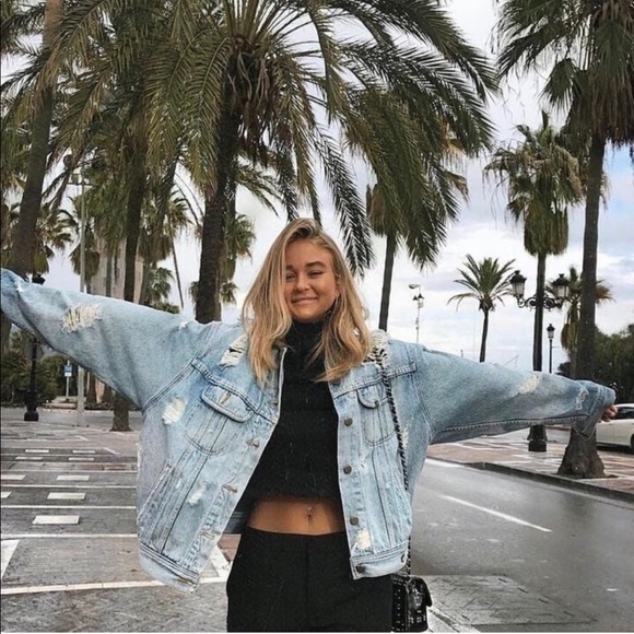 Urban Outfitters Jackets & Blazers - PACSUN | oversized blue denim destroyed jacket L